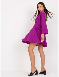 Fashionhunters Dark purple minidress of one size with wide sleeves
