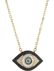 BREEZE Evil Eye Necklace, Stainless steel, Gold-tone plated 410042.1