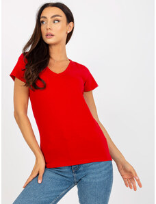 Fashionhunters Βασικό κόκκινο γυναικείο κοντομάνικο μπλουζάκι