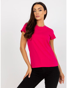 Fashionhunters Basic φούξια γυναικείο t-shirt με στρογγυλή λαιμόκοψη