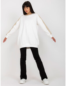 Fashionhunters Βασικό λευκό-μπεζ φούτερ τουνίκ oversized cut RUE PARIS