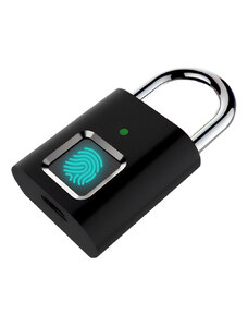 UNBRANDED Λουκέτο ασφαλείας με fingerprint CTL-0021, 50mm, μεταλλικό, μαύρο