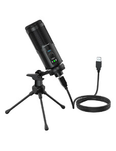 CABLETIME πυκνωτικό μικρόφωνο MP01-AB, με αντιανέμιο & τρίποδα, USB