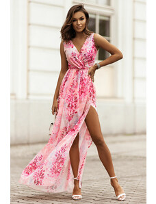 Ivon Γυναικεία σιφόν μάξι φόρεμα 338 ροζ