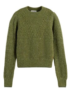 MAISON SCOTCH Πουλοβερ Fuzzy Knitted Sweater With Puffy Sleeves 167940 SC0115 army