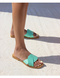 LOVEFASHIONPOINT Sandals Flat Γυναικεία Βεραμάν Δερμάτινα