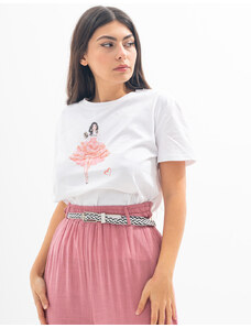 BELTIPO Γυναικεία μπλούζα T-shirt με Strass Λευκό