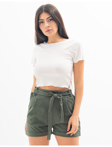 BELTIPO Γυναικεία μπλούζα T-shirt Ριπ Crop Top Λευκό