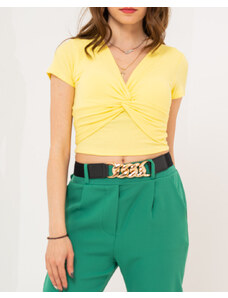 BELTIPO Γυναικεία Sexy Μπλούζα Ριπ Crop Top Κίτρινο