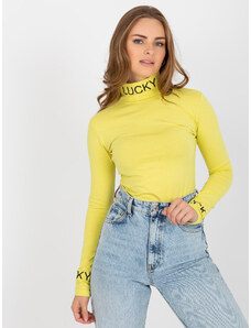 Fashionhunters Light yellow cotton turtleneck blouse Yarina slim fit