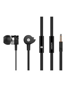 CELEBRAT earphones με μικρόφωνο D1, 3.5mm, Φ10mm, 1.2m flat, μαύρα
