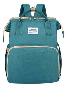 UNBRANDED 2 in 1 τσάντα πλάτης και παιδικό κρεβατάκι TMV-0050, αδιάβροχη, πράσινη
