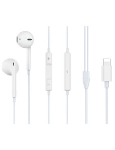 CELEBRAT earphones με μικρόφωνο G17, Lightning, Φ14mm, 1.2m, λευκά