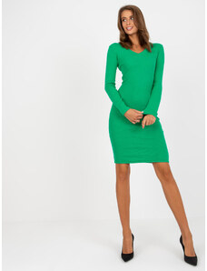 Fashionhunters Βασικό πράσινο ριγέ φόρεμα πάνω από το γόνατο