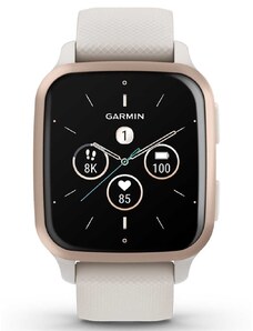 GARMIN Venu Sq 2 Music Peach Gold Bezel with Ivory Case and Silicone Band 010-02700-11