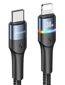 USAMS καλώδιο Lightning σε USB Type-C US-SJ538, 20W, PD, 1.2m, μαύρο