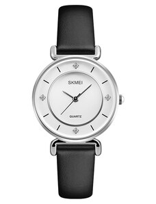 SKMEI γυναικείο ρολόι 1330LSI με δερμάτινο λουρί, 36mm, 3 ATM, ασημί