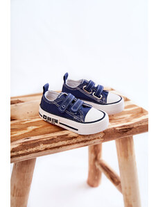 BIG STAR SHOES Παιδικά υφασμάτινα sneakers με Velcro BIG STAR KK374075 Navy blue