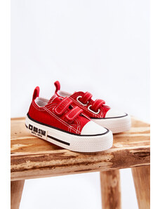 BIG STAR SHOES Παιδικά υφασμάτινα sneakers με Velcro BIG STAR KK374076 Κόκκινο