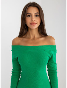 Fashionhunters Πράσινο βαμβακερό φόρεμα