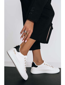 Ligglo Λευκά/Μαύρα Sneakers με Pattern και Χρυσή Λεπτομέρεια