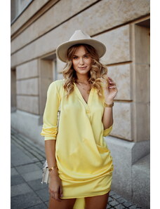FASARDI Κίτρινο πουκάμισο φόρεμα με πιέτες