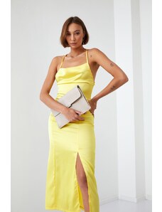 FASARDI Αισθησιακό κίτρινο φόρεμα με ανοιχτή πλάτη