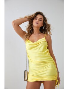 FASARDI Κίτρινο εφαρμοστό φόρεμα με βολάν