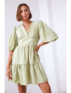 FASARDI Φόρεμα μέσης με φουσκωμένα μανίκια σε λαδί πράσινο