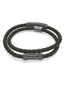 POLICE Bracelet Urban Texture | Green Leather - Anthracite Stainless Steel PEAGB0001126