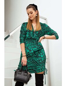 FASARDI Βελούδινο πράσινο φόρεμα με πλισέ