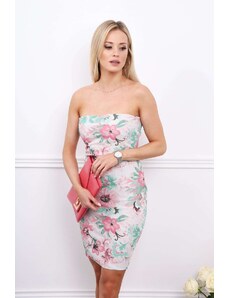 FASARDI Κομψό εφαρμοστό φόρεμα με ροζ λουλούδια