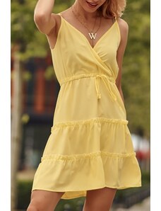 FASARDI Φίνο κίτρινο φόρεμα με clutch λαιμόκοψη
