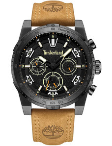 TIMBERLAND SHERBROOK - TDWGF2230403, Black case with Brown Leather Strap