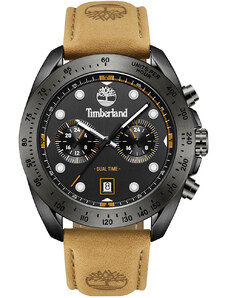 TIMBERLAND CARRIGAN DUAL TIME - TDWGF2230501, Black case with Brown Leather Strap