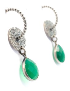 SILVERstro Κοσμήματα Κρεμαστά σκουλαρίκια με Πράσινο Όνυχα