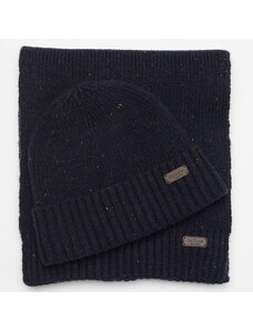 BARBOUR GIFT SET BEANIE AND SCARF CARLTON FLECK NAVY