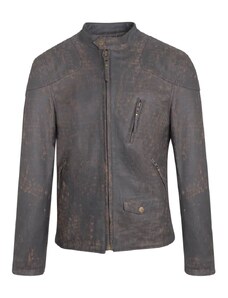 Prince Oliver Racer Jacket Καφέ Σκούρο 100% Leather (Modern Fit)