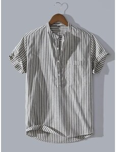 OEM Μπλούζα - πουκάμισο ριγέ γκρι με κουμπιά grey