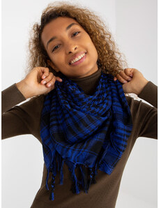 Fashionhunters Cobalt black fringed scarf