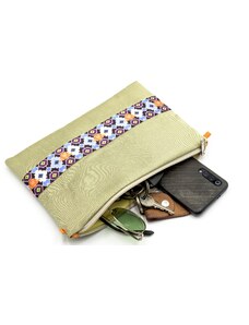Ancient Greek Scarves Olive toned pure silk pouch