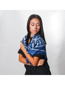 Ancient Greek Scarves Blue big square silk scarf