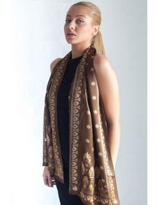 Ancient Greek Scarves Brown and gold silk shawl