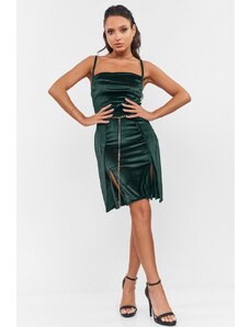 DeCoro Φόρεμα Mini Velvet με Αλυσίδα - ΚΥΠΑΡΙΣΣΙ