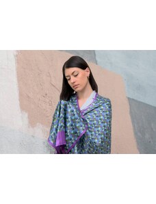 Ancient Greek Scarves Light blue and purple long silk scarf