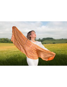 Ancient Greek Scarves Orange long silk scarf with yellow details