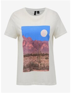 Λευκό T-shirt με στάμπα VERO MODA Desert
