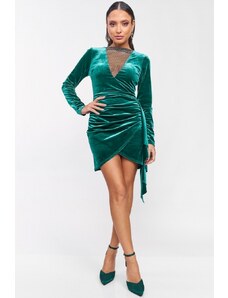 DeCoro Φόρεμα Mini Velvet με Στρας - ΠΕΤΡΟΛ