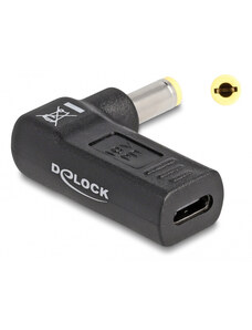 DELOCK αντάπτορας τροφοδοσίας 60011, USB-C σε 5.5x2.5mm, 90°, μαύρος