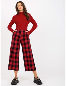 Fashionhunters Μαύρο και κόκκινο φαρδύ καρό παντελόνι Culotte